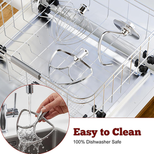 Accessoires pour batteur sur socle en acier inoxydable : <span class=keywords><strong>crochet</strong></span> <span class=keywords><strong>pétrisseur</strong></span>, batteur plat, fouet à 6 fils pour <span class=keywords><strong>Kitchenaid</strong></span> - Product Image 5