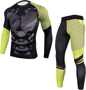 Tenue de sport sur mesure pour hommes, ensembles de vêtements de fitness imprimés de haute qualité pour hommes, vente en gros de chemises et de pantalons de compression d'entraînement de gymnastique - Product Image 6