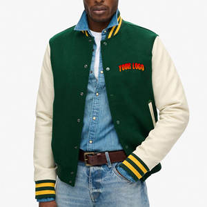 2025 meilleure qualité toile personnalisée Letterman Varsity veste pour hommes avec patchs brodés Logo Accents de laine - Product Image 5
