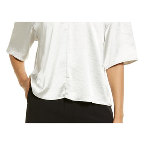 Nordstrom Simple Fashion Satin V-<b>Neck</b> Top in Ivory <b>Cloud</b> Size Small - Product Image 3