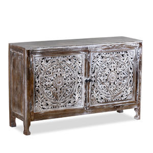 Best Design 100% Pure Solid Mango Wood <b>Sideboard</b> Eco-Friendly Durable 4ft <b>Storage</b> Modern Traditional Handmade Living Room Dining - Product Image 2