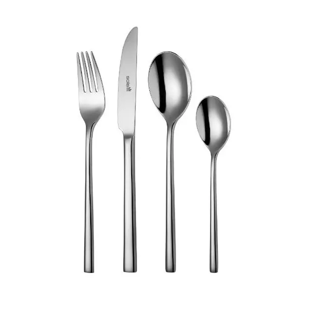 Silverware Unique Flatware Slanted Handle Besteck Stainless Steel Thickened Spoons Knife Forks Cutlery Sets Kitchen Utensils