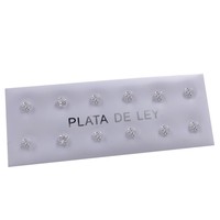 Juego de 6 Pares de Aretes Minimalistas con Circonita Cúbica de Corte Princesa de 3 mm, Poste de Plata de Ley 925, Hipoalergénicos, Joyería para Regalo