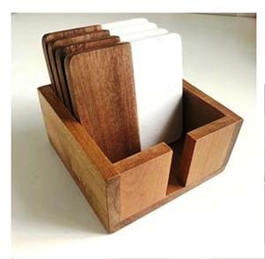 Marble <b>and</b> Wood <b>Coasters</b> <b>Set</b> of 4 Round Half Natural Wood <b>and</b> Marble Mango <b>coaster</b> Made in India - Product Image 4