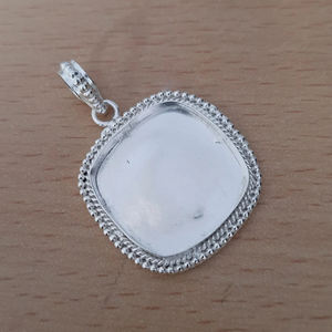 Colgantes de plata de ley 925 para mujer, de 11 MM de bisel accesorio de ajuste, taza de collar cuadrado de diseño, accesorios de joyería - Product Image 3