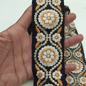 Eco-Friendly Glitter Tulle Lace Fabric with Floral Embroidery for Bags Shoes Clothes Gifts - Product Image 1