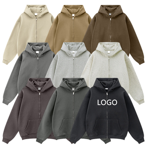 Wholesale Plus Size Men's Hoodies Full Zip up Custom Print Logo Hoodie for Men Blank Plain Fleece Oversized Zip Hoodie - Product Image 5