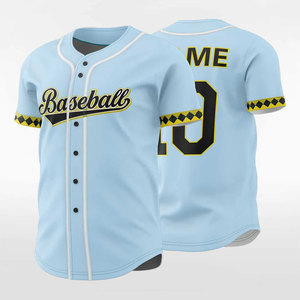 Nouveautés : Maillot de baseball à manches courtes pour homme, personnalisable par sublimation, 100 % polyester, respirant et à séchage rapide, avec boutons - Product Image 5