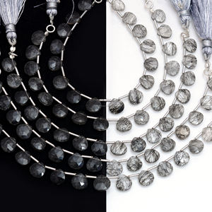 Venta al por mayor 6 pulgadas facetadas en forma de corazón hilo de piedras preciosas de alta calidad Natural negro rutilo cuentas 8x8 MM Premium para la fabricación de joyas - Product Image 3