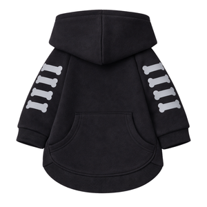 Dog Hoodie Black With Reflective Print Soft Fleece Pet <b>Sweatshirt</b> With Hood Cozy Warm Pullover Winter Wear For Small Medium Dogs - Product Image 5