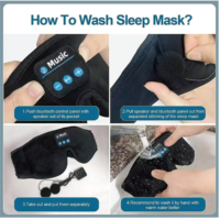 Masque de sommeil Bluetooth 3D stéréo à succès avec écouteurs intégrés, en velours et mousse à mémoire de forme respirante, masque oculaire occultant, portée 10M, autonomie 10-12h