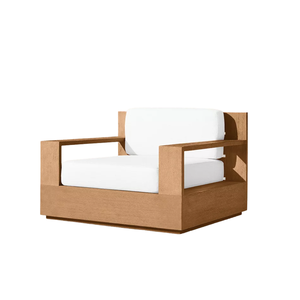 Modern Teak <b>Garden</b> <b>Sofa</b> Outdoor Lounge Chair Upholstered Patio Seat with Cushion - Product Image 3