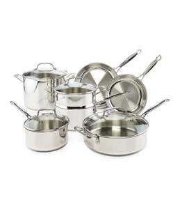 Nouveauté - Ensemble de 11 pièces en acier inoxydable 77-11G - Collection de casseroles classiques en acier inoxydable - PRÊT À EXPÉDIER - Product Image 1