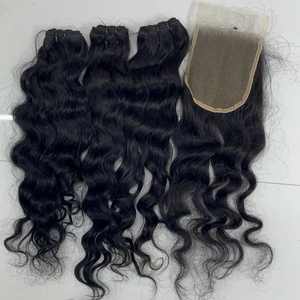 Paquets de cheveux d'armure traditionnelle Remy russe fin saine extensions de cheveux sains bouclés naturels sans enchevêtrement - Product Image 1
