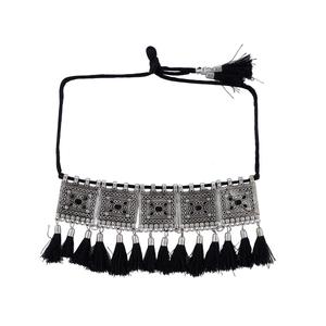 Black Tassel <b>Choker</b> Necklace for Party Wedding Engagement-Vintage Religious Diamond Pearl Alloy Chain - Product Image 2