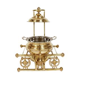 Brass Metal Rounded Chafing Dish With Handle <b>Buffet</b> Casseroles Serving Chafing Dish Gold Plated Finishing Chafing Dish - Product Image 2
