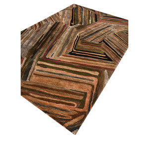 Genesis Hand Tufted <b>Wool</b> & Viscose Rugs Beige & <b>Brown</b> Abstract Pattern for Home Use-Tra-13529 - Product Image 2