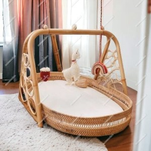 Handcrafted หวายเตียงสัตว์เลี้ยงสุนัขเก้าอี้โซฟาหัตถกรรมสําหรับสุนัขแมวสัตว์เลี้ยงสบายที่นอนสตูลกระดูกฝังคอนโซล - Product Image 4
