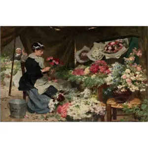 Fida Gilbert, la demoiselle d'honneur, fait un bouquet au marché, impression sur toile - Product Image 6