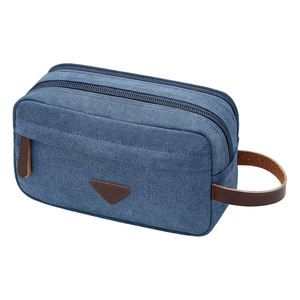 Trousse à cosmétiques de voyage personnalisée de grande capacité pour hommes en toile pliable à la mode pour trousse de toilette avec fermeture éclair poignée portable étanche - Product Image 4