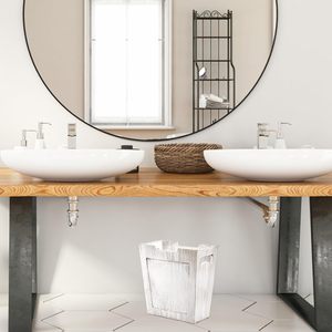 Wood Trash Can, Rectangular Rustic Wooden Waste Basket Farmhouse Wastebasket <b>Bin</b> with Handle Small <b>Narrow</b> Garbage Can Trash <b>Bin</b> - Product Image 6