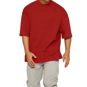 Camiseta de cuello redondo de algodón orgánico 100% para hombre, Lisa tela tejida blanca de gran tamaño, diseño de punto en blanco con mezcla de poliéster/algodón - Product Image 3