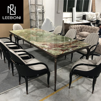 Meubles de style italien en vente chaude Table et chaises de salle à manger en marbre naturel noir de luxe