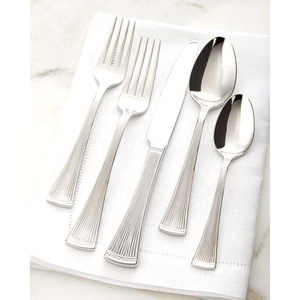 Juego de cubiertos reutilizables para restaurante de boda pulido con espejo plateado, vajilla de acero inoxidable, juegos de cubiertos, mango grueso y plano - Product Image 1