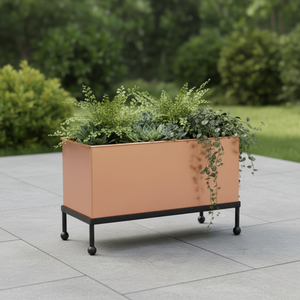 Jardinière rectangulaire moderne en métal avec support pour balcon, pot de fleurs pour jardin intérieur/extérieur, décoration de terrasse, grande capacité, robuste - Product Image 3