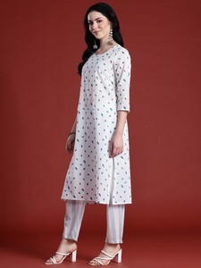 Kurta regular algodón estampado floral con pantalones y con Dupatta - Product Image 5