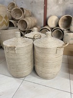 Panier de rangement pour linge en herbe de mer de haute qualité avec couvercle, fabricant vietnamien