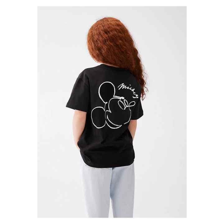 Mickey Mouse Printed Black T-Shirt L C M WAIKINAİ