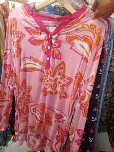 Bleu marine tunique ancre rose coeur Vintage imprimé léopard à manches longues bouton-cou Blouse décontracté été maillots de bain fête Occasion 2025 - Product Image 2