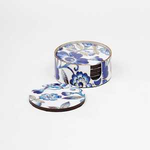 MDF Traditional Coasters Holder Set <b>Enamel</b> Coated <b>Cup</b> Coasters Printed Logo Placemat Kitchen Drying Mat Stone Slate Material - Product Image 3