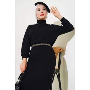 Conjunto de 2 piezas de falda de pana de cuello alto negro - Product Image 1