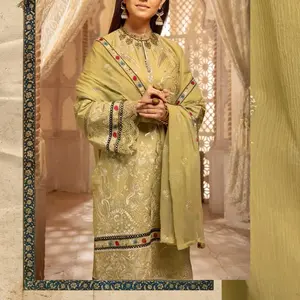 ชุดสาหรี่กะมีซผ้าลอนคุณภาพพรีเมียมจากปากีสถาน งานปักหนักสไตล์อินเดีย-ปากีสถาน สำหรับสุภาพสตรี แฟชั่นใหม่ปี 2023 ขายส่ง ODM - Product Image 4