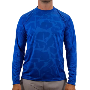 Jersey de pesca de manga larga personalizable de secado rápido UPF 50 + para hombre, transpirable, 100% poliéster, venta al por mayor, ropa estampada con cuello de capucha - Product Image 1