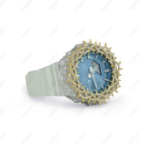 Montre luxueuse Thorns avec lunette sertie de diamants, diamant moissanite VVS, bijoux hip-hop, argent 925, montre unisexe pour mariage - Product Image 2