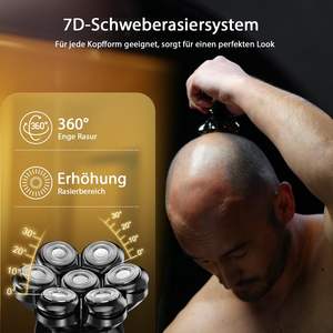 Kit de rasoir électrique 5-en-1 pour homme, étanche IPX7, rasoir rotatif à double lame, utilisation humide/sèche pour le visage, le corps et la barbe, avec têtes de rechange - Product Image 5
