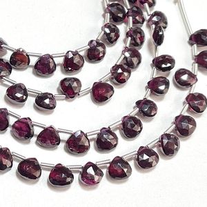 Wholesale Faceted Heart Shape Briolette <b>Beads</b> Natural <b>Red</b> Garnet 7-7.5MM 6 Inches Side Drill for Jewelry Making Retailer's Best - Product Image 2