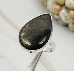 Rainbow Obsidian Ring 925 Sterling Silver Teardrop Gemstone Statement Boho Ring Unisex Jewelry Gift for Her - Product Image 5
