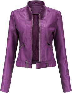 2025 Bomber Style mode printemps veste en cuir véritable femmes en gros moto dames véritable mouton cuir veste dames - Product Image 1