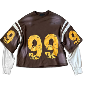 Meilleures ventes T-shirt pour hommes 100% coton de haute qualité avec manches longues Double couche T-shirts surdimensionnés Logo de conception personnalisée - Product Image 4