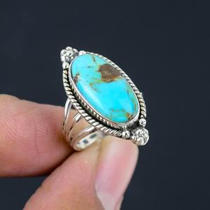 Anillo de plata estilo bohemio hecho a mano, joyería de plata de ley 925, piedra preciosa turquesa, anillo de tendencia, joyería para mujer, regalo para ella - Product Image 4