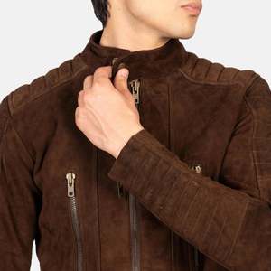 Damian Genuine Sheep Skin <b>Leather</b> Biker <b>Jacket</b> Mocha <b>Suede</b> Tassel Reversible Zippered Water Proof Vintage Aviator XS Coated PU - Product Image 6