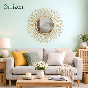 Modern Gold Iron <b>Wall</b> <b>Hanging</b> <b>Mirror</b> Eco-friendly Handmade Stylish Home Decor for Living Room Bedroom - Product Image 3