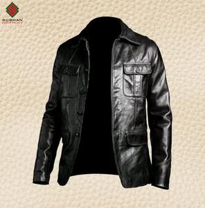 Blouson d'hiver décontracté pour homme avec col mandarin, fermeture éclair, motif uni, service OEM, cuir synthétique - Product Image 3