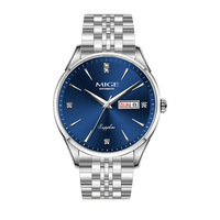 Reloj de Hombre Automático de Lujo Personalizado, Esfera Azul, Formal, de Negocios, con Fecha Automática, Mecánico, con Caja Redonda de Acero Inoxidable