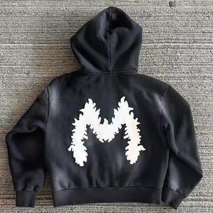 เสื้อฮู้ดผ้าฝ้ายผ้าคอตตอนสีจางมีฮู้ดสำหรับผู้ชายทรงบ็อกซี่เข้ารูปโอเวอร์ไซส์งานปัก - Product Image 4