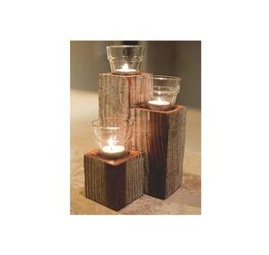 Bougeoir en bois sculpté artistique pour ambiance vintage Éclairage rustique confortable Paramètres de table romantiques pour Noël - Product Image 3